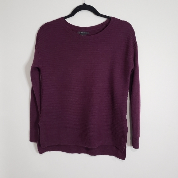 Tahari Ribbed Back Buttons Merino Wool Sweater Top Size Small - Picture 4 of 11